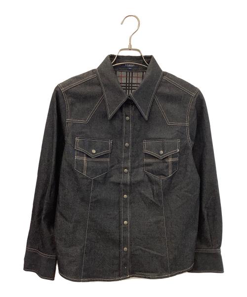 BURBERRY LONDON（バーバリーロンドン）BURBERRY LONDON (バーバリーロンドン) デニムシャツ ブラック サイズ:15号の古着・服飾アイテム