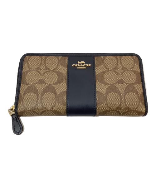 COACH（コーチ）COACH (コーチ) 長財布 ベージュ×ネイビーの古着・服飾アイテム