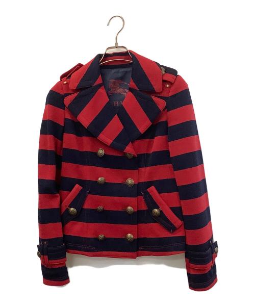 BURBERRY BLUE LABEL（バーバリー ブルー レーベル）BURBERRY BLUE LABEL (バーバリーロンドンブルーレーベル) Pコート レッド×ネイビー サイズ:38の古着・服飾アイテム