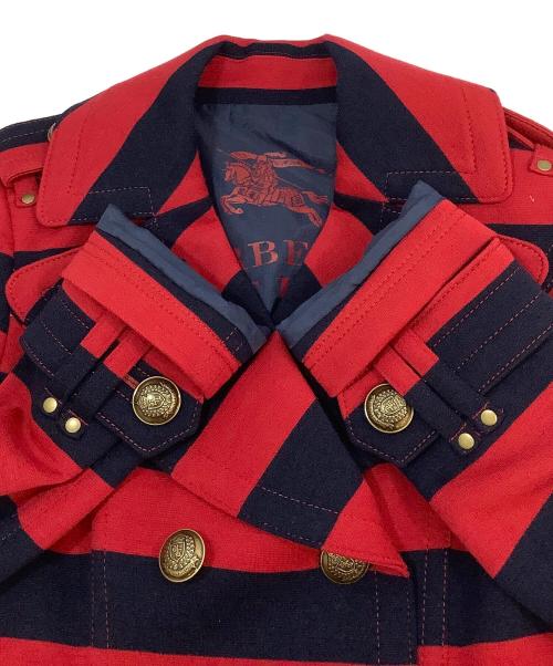 BURBERRY BLUE LABEL（バーバリー ブルー レーベル）BURBERRY BLUE LABEL (バーバリーロンドンブルーレーベル) Pコート レッド×ネイビー サイズ:38の古着・服飾アイテム
