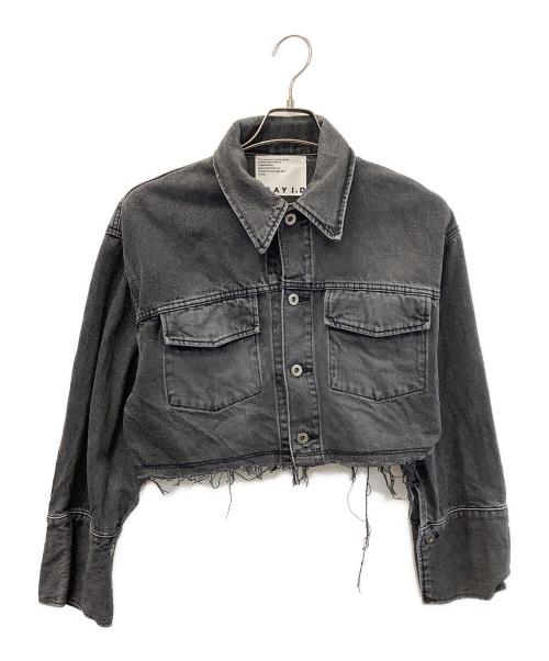 FRAY ID（フレイ アイディー）FRAY ID (フレイ アイディー) ショートデニムジャケット ブラック サイズ:Mの古着・服飾アイテム