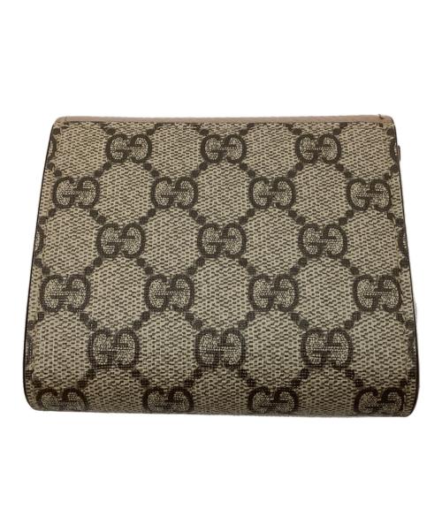 GUCCI（グッチ）GUCCI (グッチ) ダブルG バイカラー ミディアム ウォレット ベージュ×グレーの古着・服飾アイテム