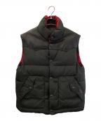 POLO RALPH LAURENポロ・ラルフローレン）の古着「レザーヨークダウンベスト」｜ブラック×レッド