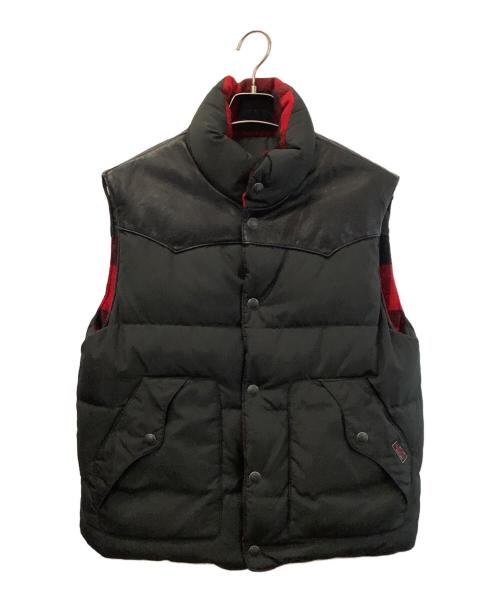 POLO RALPH LAUREN（ポロ・ラルフローレン）POLO RALPH LAUREN (ポロ・ラルフローレン) レザーヨークダウンベスト ブラック×レッド サイズ:Lの古着・服飾アイテム