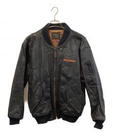 AVIREX（アヴィレックス）の古着「レザーMA-1ジャケット」｜ブラック