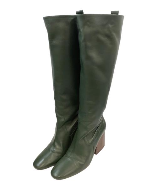 massimo Dutti（マッシモドゥッティ）massimo Dutti (マッシモドゥッティ) ロングブーツ グリーン サイズ:US9の古着・服飾アイテム