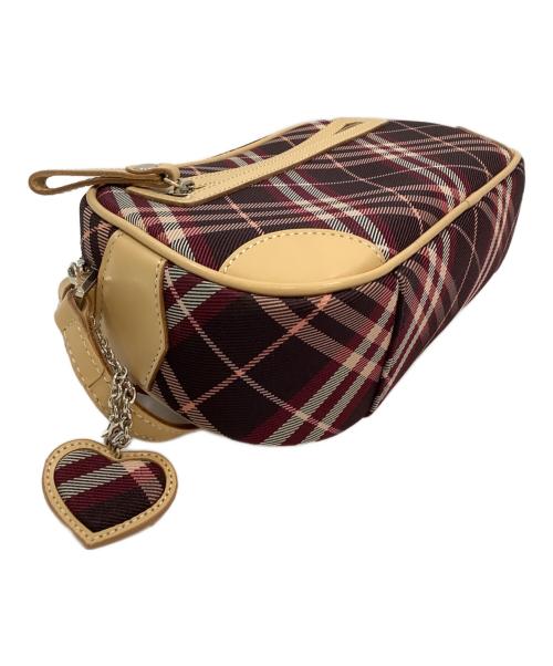 BURBERRY BLUE LABEL（バーバリー ブルー レーベル）BURBERRY BLUE LABEL (バーバリーロンドンブルーレーベル) ショルダーバッグ レッド×ブラウンの古着・服飾アイテム