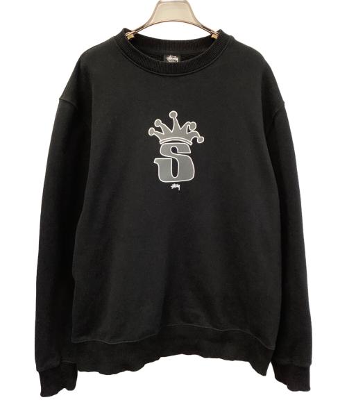 stussy（ステューシー）stussy (ステューシー) S CROWN CREW SWEATSHIRT ブラック サイズ:Lの古着・服飾アイテム
