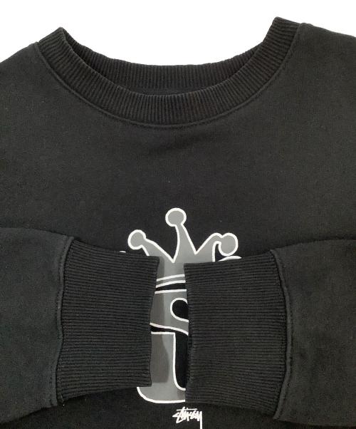 stussy（ステューシー）stussy (ステューシー) S CROWN CREW SWEATSHIRT ブラック サイズ:Lの古着・服飾アイテム