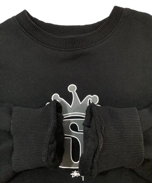 stussy（ステューシー）stussy (ステューシー) S CROWN CREW SWEATSHIRT ブラック サイズ:Lの古着・服飾アイテム
