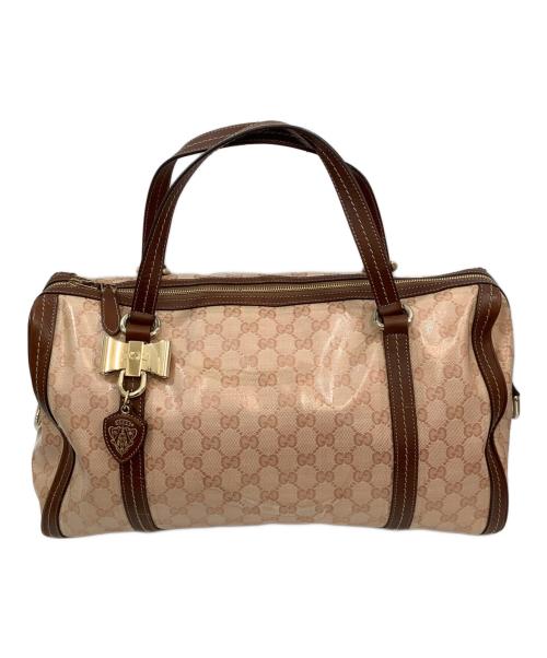 GUCCI（グッチ）GUCCI (グッチ) PVCコーティングキャンバス ボストンバッグ ベージュの古着・服飾アイテム