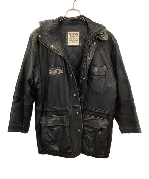 PERSON'S（パーソンズ）PERSON'S (パーソンズ) レザーコート ブラック サイズ:記載なしの古着・服飾アイテム