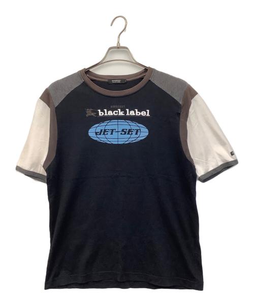 BURBERRY BLACK LABEL（バーバリーブラックレーベル）BURBERRY BLACK LABEL (バーバリーブラックレーベル) 半袖カットソー ブラック×ブラウン サイズ:3の古着・服飾アイテム