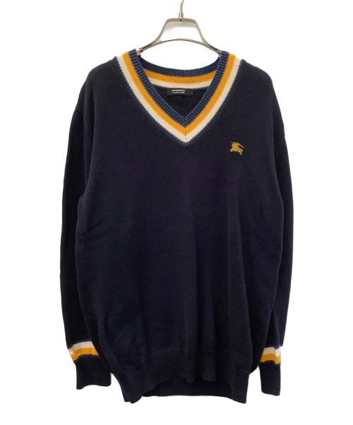 BURBERRY BLACK LABEL（バーバリーブラックレーベル）BURBERRY BLACK LABEL (バーバリーブラックレーベル) 厚手ニット アイボリー×オレンジ×ネイビー サイズ:3の古着・服飾アイテム