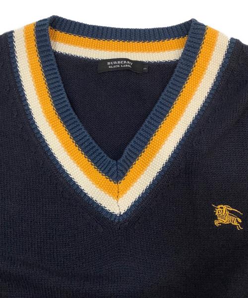 BURBERRY BLACK LABEL（バーバリーブラックレーベル）BURBERRY BLACK LABEL (バーバリーブラックレーベル) 厚手ニット アイボリー×オレンジ×ネイビー サイズ:3の古着・服飾アイテム