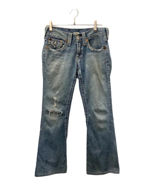 TRUE RELIGION（トゥルー レリジョン）TRUE RELIGION (トゥルー レリジョン) ブーツカットダメージジーンズ インディゴ サイズ:71cm (W28)の古着・服飾アイテム