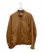 green label relaxingグリーンレーベルリラクシング）の古着「シングルライダースジャケット」｜ブラウン
