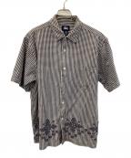 stussyステューシー）の古着「半袖シャツ」｜ネイビー×ホワイト