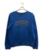 stussyステューシー）の古着「カレッジロゴスウェット」｜ブルー