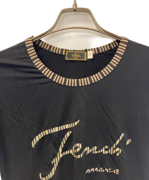 FENDI（フェンディ）FENDI (フェンディ) 半袖カットソー ベージュ×ブラック サイズ:42の古着・服飾アイテム