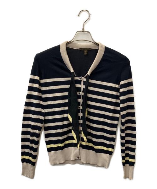 LOUIS VUITTON（ルイ ヴィトン）LOUIS VUITTON (ルイ ヴィトン) 薄手ニット ベージュ×ネイビー サイズ:XSの古着・服飾アイテム