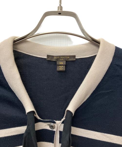 LOUIS VUITTON（ルイ ヴィトン）LOUIS VUITTON (ルイ ヴィトン) 薄手ニット ベージュ×ネイビー サイズ:XSの古着・服飾アイテム