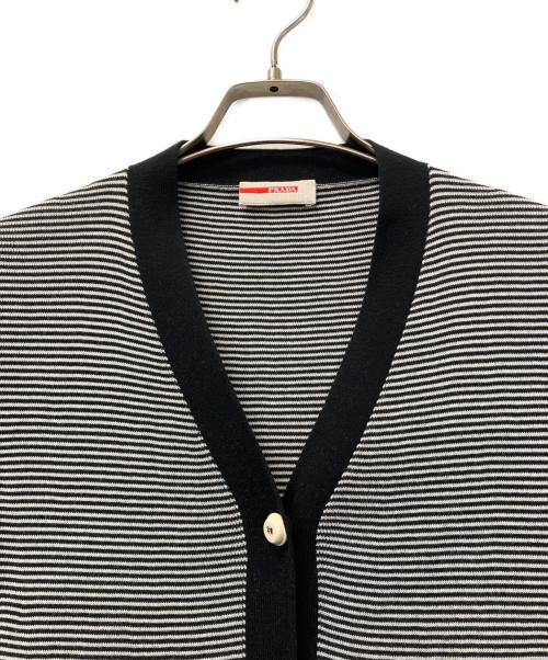 PRADA（プラダ）PRADA (プラダ) 薄手カーディガン ホワイト×ブラック サイズ:42の古着・服飾アイテム