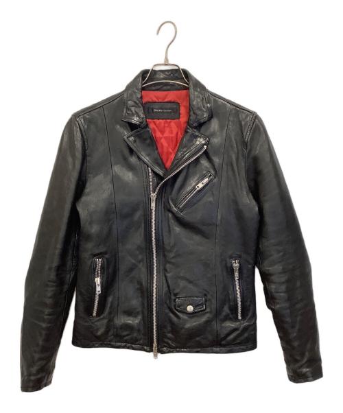 black by VANQUISH（ブラック バイ バンキッシュ）Black by VANQUISH (ブラック バイ バンキッシュ) ベジタブルシープレザー ダブルライダースジャケット ブラック サイズ:Mの古着・服飾アイテム