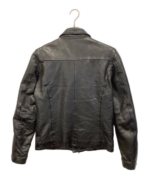 black by VANQUISH（ブラック バイ バンキッシュ）Black by VANQUISH (ブラック バイ バンキッシュ) ベジタブルシープレザー ダブルライダースジャケット ブラック サイズ:Mの古着・服飾アイテム