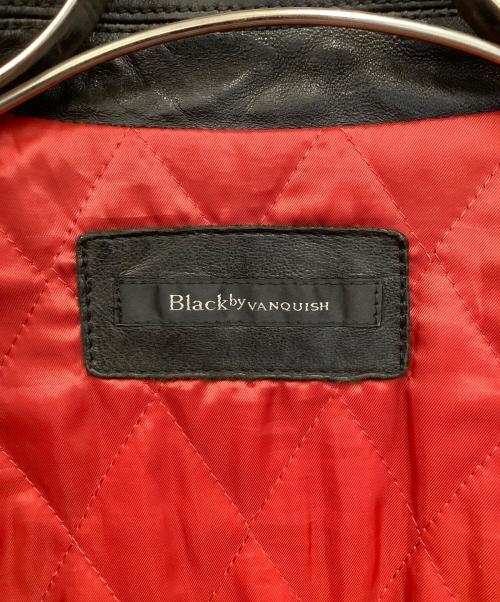 black by VANQUISH（ブラック バイ バンキッシュ）Black by VANQUISH (ブラック バイ バンキッシュ) ベジタブルシープレザー ダブルライダースジャケット ブラック サイズ:Mの古着・服飾アイテム