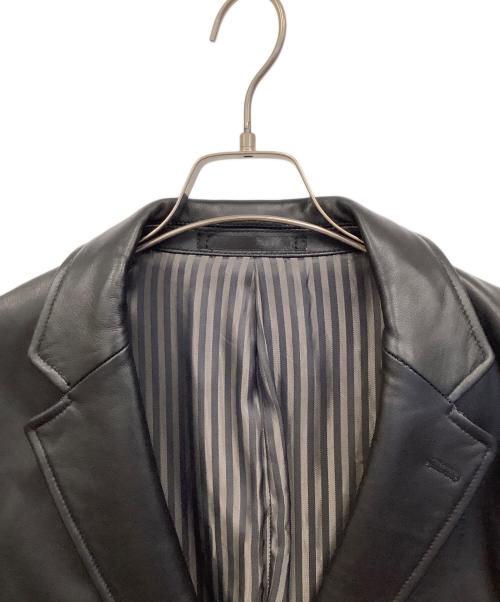 MEN'S BIGI（メンズビギ）MEN'S BIGI (メンズビギ) ラムレザー スタンドカラー シングルライダースジャケット ブラック サイズ:4の古着・服飾アイテム
