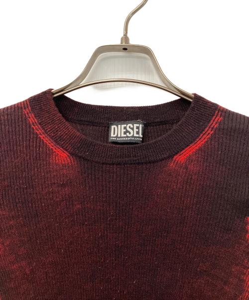 DIESEL（ディーゼル）DIESEL (ディーゼル) リブニット長袖トップス レッド サイズ:Mの古着・服飾アイテム