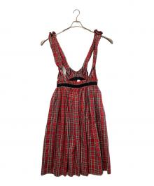 tricot COMME des GARCONS（トリココムデギャルソン）の古着「サスペンダースカート」｜レッド×グリーン