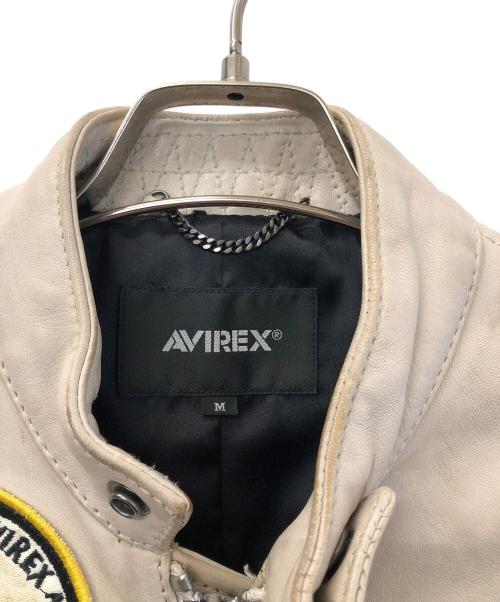 AVIREX（アヴィレックス）AVIREX (アヴィレックス) シングルライダースジャケット アイボリー サイズ:Mの古着・服飾アイテム
