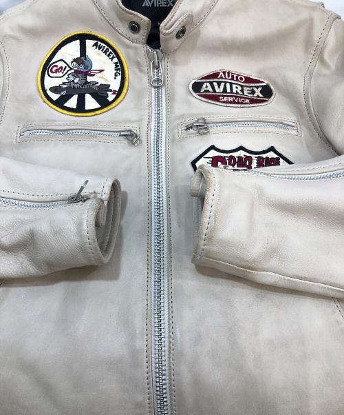 AVIREX（アヴィレックス）AVIREX (アヴィレックス) シングルライダースジャケット アイボリー サイズ:Mの古着・服飾アイテム
