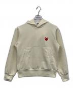 PLAY COMME des GARCONSプレイコムデギャルソン）の古着「PLAY HOODED SWEATSHIRT RED HEART」｜アイボリー