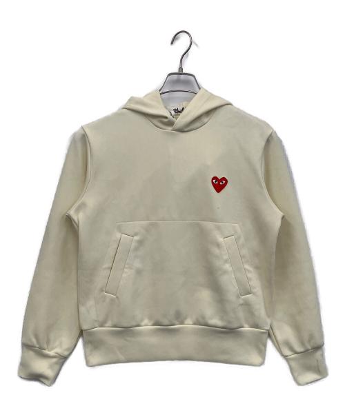 PLAY COMME des GARCONS（プレイコムデギャルソン）PLAY COMME des GARCONS (プレイコムデギャルソン) PLAY HOODED SWEATSHIRT RED HEART アイボリー サイズ:Lの古着・服飾アイテム