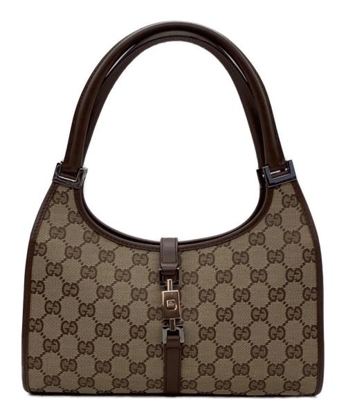 GUCCI（グッチ）GUCCI (グッチ) ハンドバッグ ブラウン×ベージュの古着・服飾アイテム