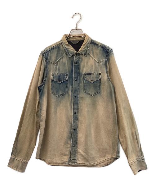 DIESEL（ディーゼル）DIESEL (ディーゼル) 長袖シャツ ブルー×ベージュ サイズ:Lの古着・服飾アイテム