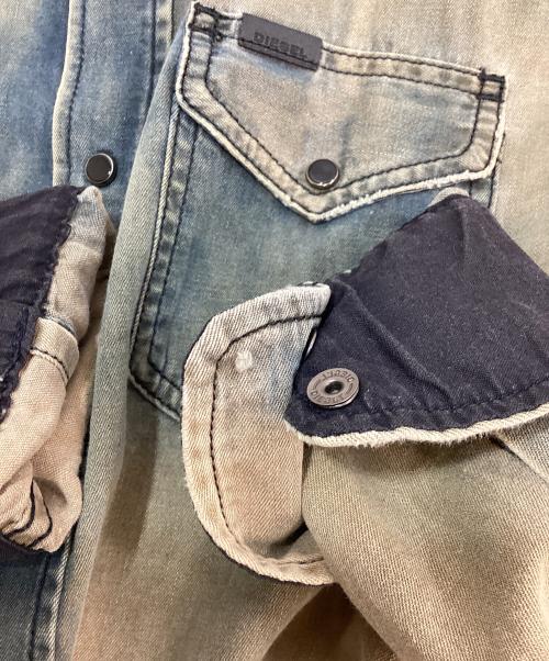 DIESEL（ディーゼル）DIESEL (ディーゼル) 長袖シャツ ブルー×ベージュ サイズ:Lの古着・服飾アイテム