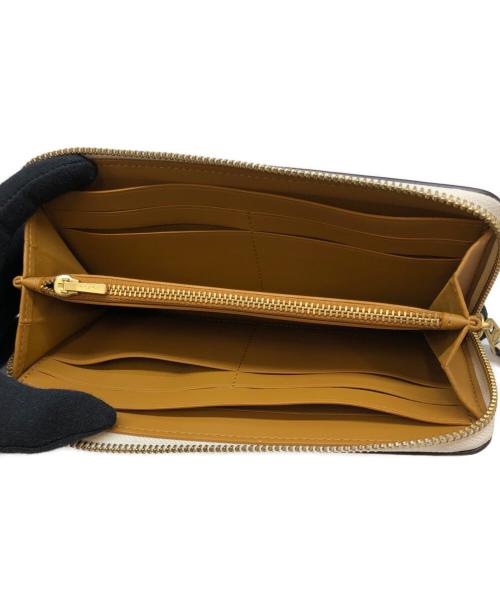 COACH（コーチ）COACH (コーチ) スリムアコーディオンジップ ウォレット ホワイト×イエローの古着・服飾アイテム