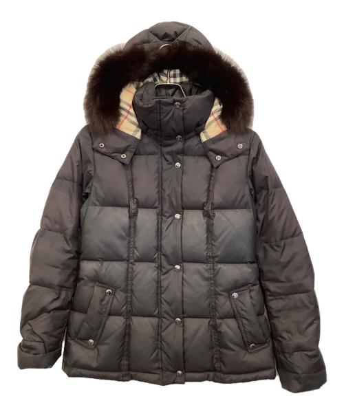 BURBERRY LONDON（バーバリーロンドン）BURBERRY LONDON (バーバリーロンドン) 裏地ノバチェックフォックスファー ダウンジャケット ブラウン サイズ:38の古着・服飾アイテム