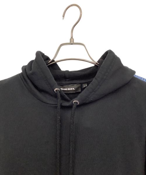 DIESEL（ディーゼル）DIESEL (ディーゼル) プルオーバーパーカー ブラック×ブルー サイズ:Sの古着・服飾アイテム