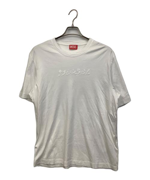 DIESEL（ディーゼル）DIESEL (ディーゼル) T-Madjust-K2 ラバー ロゴ プリント Tシャツ ホワイト サイズ:Lの古着・服飾アイテム