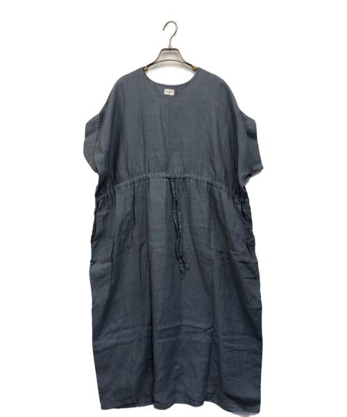 URBAN RESEARCH（アーバンリサーチ）URBAN RESEARCH (アーバンリサーチ) リネンウエストギャザーＶネックワンピース スカイブルー サイズ:ONEの古着・服飾アイテム