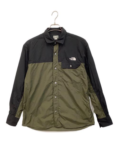 THE NORTH FACE（ザ ノース フェイス）THE NORTH FACE (ザ ノース フェイス) ロングスリーブヌプシシャツ ブラック×グリーン サイズ:Mの古着・服飾アイテム