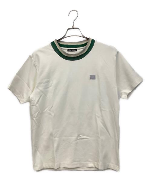 Acne studios（アクネ ストゥディオズ）Acne studios (アクネ ストゥディオズ) ネックプリントモックネックTシャツ アイボリー×グリーン サイズ:Sの古着・服飾アイテム