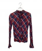 BURBERRY BLUE LABELバーバリー ブルー レーベル）の古着「長袖ブラウス」｜ネイビー×レッド