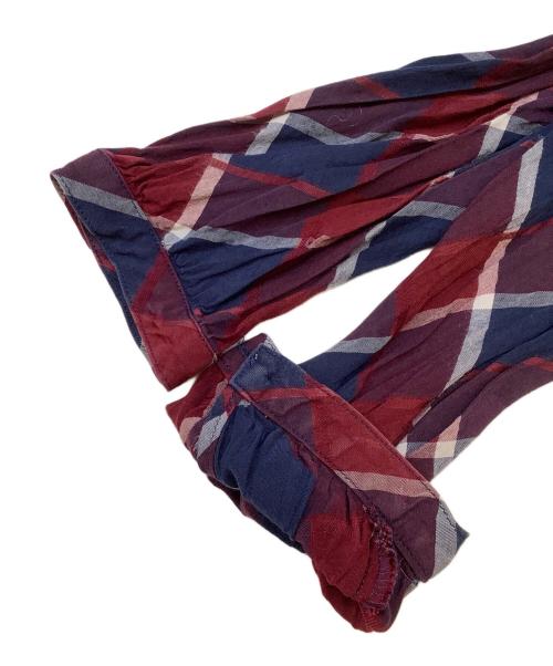 BURBERRY BLUE LABEL（バーバリー ブルー レーベル）BURBERRY BLUE LABEL (バーバリー ブルー レーベル) 長袖ブラウス ネイビー×レッド サイズ:38の古着・服飾アイテム