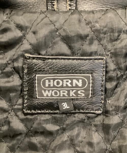 HORN WORKS（ホーンワークス）HORN WORKS (ホーンワークス) シングルライダースジャケット ブラック サイズ:3Lの古着・服飾アイテム